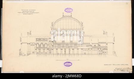 Herold Reinhard, sala nazionale per l'arte e la scienza a Königsplatz a Berlino. Concorso Schinkel 1896 (1896): Sezione trasversale 1: 200. Inchiostro su cartone, 35 x 64,1 cm (compresi i bordi di scansione) Herold Reinhard : Nationalhalle für Kunst und Wissenschaft am Königsplatz, Berlino. Schinkelwettbewerb 1896 Foto Stock