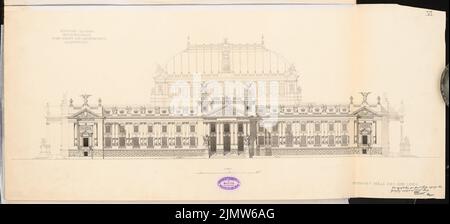 Herold Reinhard, sala nazionale per l'arte e la scienza a Königsplatz a Berlino. Schinkel concorrenza 1896 (1896): Vista di o 1: 200. Acquerello Tusche sulla scatola, 35,6 x 78,4 cm (compresi i bordi di scansione) Herold Reinhard : Nationalhalle für Kunst und Wissenschaft am Königsplatz, Berlino. Schinkelwettbewerb 1896 Foto Stock