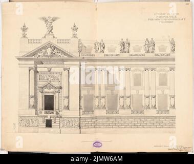 Herold Reinhard, sala nazionale per l'arte e la scienza a Königsplatz a Berlino. Schinkel Competition 1896 (1896): Dettaglio della facciata. Visualizza 1:50. Acquerello Tusche sulla scatola, 60,1 x 76 cm (compresi i bordi di scansione) Herold Reinhard : Nationalhalle für Kunst und Wissenschaft am Königsplatz, Berlino. Schinkelwettbewerb 1896 Foto Stock