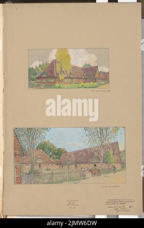 Kassbaum Gustav (1878-1929), complesso del villaggio. Schinkel Competition 1908 (20 marzo 1908): Aziende agricole. Viste prospettiche. Matita colorata su carta, 65,1 x 42,8 cm (compresi i bordi di scansione) Kassbaum Gustav (1878-1929): Dorfanlage. Schinkelwettbewerb 1908 Foto Stock