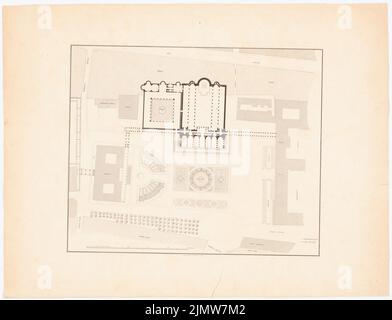 Stüler agosto (1800-1865), Cattedrale di Berlino (1845-1845): Pianta del sito, scala bar a Preuss. Piede. Litografia su cartone, 55,5 x 72,5 cm (compresi i bordi di scansione) Stüler Friedrich Agosto (1800-1865): Berliner Dom Foto Stock