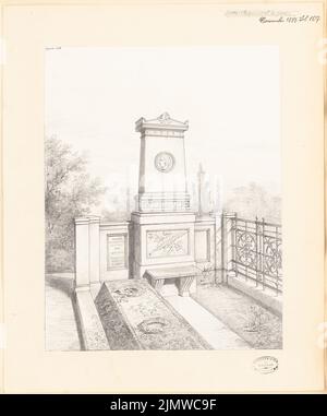 Architetto sconosciuto, monumento tomba per il Consigliere Privy Koch a Thale. Concorso mensile Novembre 1877 (11,1877): Prospettiva. Matita su carta, 53,5 x 44,4 cm (compresi i bordi di scansione) N. : Grabdenkmal für Geheimrat Koch, Thale. Monatskonkurrenz Novembre 1877 Foto Stock