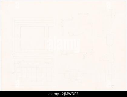 Michel Paul jun. (1922-1943), disegni costruttivi. Finestra (27.07.1941): Finestra a strappo, dettagli di connessione. Matita su cartone, 45,8 x 63,9 cm (compresi i bordi di scansione) Michel Paul jun. (1922-1943): Baukonstruktive Zeichnungen. Fenster Foto Stock