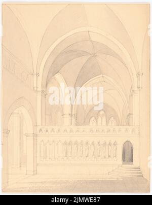 Persius Reinhold (1835-1912), interno di una chiesa gotica (senza dat.): Vista prospettica interna. Matita acquerello su carta, 27,4 x 21,4 cm (compresi i bordi di scansione) Persius Reinhold (1835-1912): Innenraum einer gotischen Kirche Foto Stock