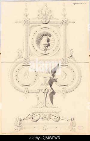 architetto sconosciuto, targa. Concorso mensile Gennaio 1879 (01,1879): Vista frontale. Acquerello a matita sulla scatola, 81,2 x 54,5 cm (compresi i bordi di scansione) N. : Gedenktafel. Monatskonkurrenz Januar 1879 Foto Stock