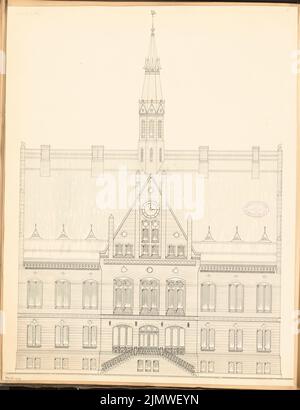 Architetto sconosciuto, municipio di Calau. Concorso mensile Marzo 1879 (03,1879): Vista frontale RISS. Inchiostro su cartone, 59,2 x 45,6 cm (inclusi i bordi di scansione) N. : Rathaus, Calau. Monatskonkurrenz März 1879 Foto Stock