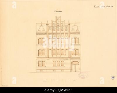 Architetto sconosciuto, canonica. Concorso mensile Settembre 1879 (09,1879): Riß Street view; Scala bar. Inchiostro su cartone, 31,8 x 42,3 cm (inclusi i bordi di scansione) N. : Pfarrhaus. Monatskonkurrenz Settembre 1879 Foto Stock