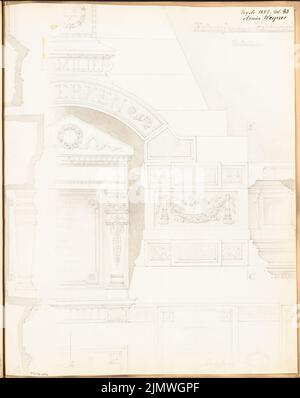 Wegner Armin (1850-1917), ereditaria sepoltura Frenkel nel cimitero ebraico di Berlino-Weißensee. Concorso mensile Settembre 1882. (1st concorrenza) (09,1882): taglio verticale, vista frontale (scollo). Acquerello a matita sulla scatola, 57,8 x 45,9 cm (compresi i bordi di scansione) Wegner Armin (1850-1917): Erbbegräbnis Frenkel auf dem jüdischen Friedhof, Berlino-Weißensee. Monatskonkurrenz Settembre 1882. (1. Wettbewerb) Foto Stock