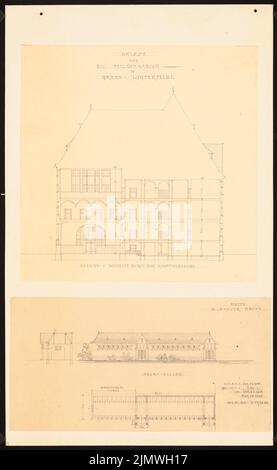 Guth Hermann (1851-1924), Gymnasium Lichterfelde (senza data): Non ancora registrato. Materiale/tecnologia N. Catturato, 49,4 x 30,4 cm (compresi i bordi di scansione) Guth Hermann (1851-1924): Palestra Berlin-Lichterfelde Foto Stock