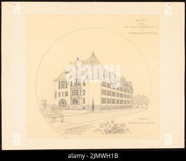 Guth Hermann (1851-1924), Gymnasium Lichterfelde (senza data): Non ancora registrato. Materiale/tecnologia N.N. registrato, 40,1 x 49,2 cm (compresi i bordi di scansione) Guth Hermann (1851-1924): Palestra Berlin-Lichterfelde Foto Stock