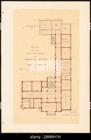 Guth Hermann (1851-1924), Gymnasium Lichterfelde (senza data): Non ancora registrato. Materiale/tecnologia N.N. registrato, 49,3 x 33,7 cm (compresi i bordi di scansione) Guth Hermann (1851-1924): Palestra Berlin-Lichterfelde Foto Stock