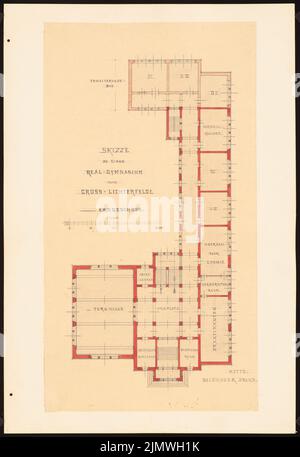 Guth Hermann (1851-1924), Gymnasium Lichterfelde (senza data): Non ancora registrato. Materiale/tecnologia N. Catturato, 49,3 x 33,8 cm (compresi i bordi di scansione) Guth Hermann (1851-1924): Palestra Berlin-Lichterfelde Foto Stock