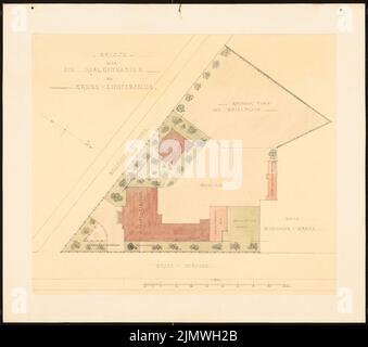 Guth Hermann (1851-1924), Gymnasium Lichterfelde (senza data): Non ancora registrato. Materiale/tecnologia N.N. registrato, 43,4 x 49,1 cm (compresi i bordi di scansione) Guth Hermann (1851-1924): Palestra Berlin-Lichterfelde Foto Stock