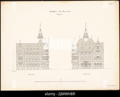 Guth Hermann (1851-1924), Rathaus Tarnowitz (senza dat.): Non ancora registrato. Materiale/tecnologia N. Catturato, 51,7 x 67,8 cm (compresi i bordi di scansione) Guth Hermann (1851-1924): Rathaus, Tarnowitz Foto Stock