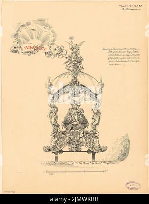 Fürstenau Eduard (1862-1938), auto funeraria. Concorso mensile Aprile 1891 (04,1891): Vista laterale RISS 1:20; Scala bar. Inchiostro su cartone, 51,5 x 39,4 cm (compresi i bordi di scansione) Fürstenau Eduard August Wilhelm (1862-1938): Bestattungswagen. Monatskonkurrenz Aprile 1891 Foto Stock