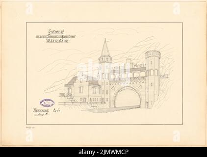 Architetto sconosciuto, ingresso tunnel. Concorso mensile Febbraio 1896 (02,1896): Variante A: Vista prospettica. Inchiostro su cartone, 41,1 x 57,9 cm (inclusi i bordi di scansione) N. : Tunneleinfahrt. Monatskonkurrenz Febbraio 1896 Foto Stock