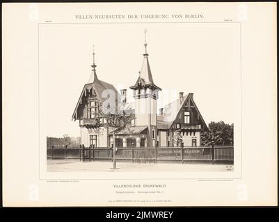 N.N., Villa (ca 1900): Nn (da: Hermann Rückwarth, nuove ville nella zona intorno a Berlino). Foto su cartone, 37,3 x 49,8 cm (compresi i bordi di scansione) Rosemann & Jacob : Kegelklubbhaus, Berlin-Grunewald. (Aus: Hermann Rückwardt, Villen-Neubauten der Umgebung von Berlin) Foto Stock