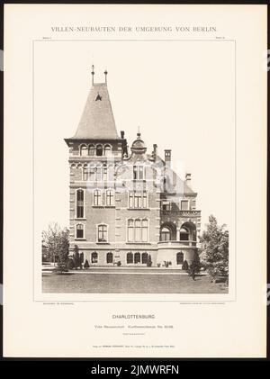 N.N., Villa (ca 1900): Nn (da: Hermann Rückwarth, nuove ville nella zona intorno a Berlino). Foto su cartone, 50 x 37,4 cm (compresi i bordi di scansione) Grisebach Hans (1848-1904): Villa Raussendorf, Berlino-Charlottenburg. (Aus: Hermann Rückwardt, Villen-Neubauten der Umgebung von Berlin) Foto Stock