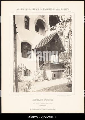 N.N., Villa (ca 1900): Nn (da: Hermann Rückwarth, nuove ville nella zona intorno a Berlino). Foto su cartone, 50,1 x 37,5 cm (compresi i bordi di scansione) Seeling Heinrich (1852-1932): Villa Wieck, Berlin-Grunewald. (Aus: Hermann Rückwardt, Villen-Neubauten der Umgebung von Berlin) Foto Stock