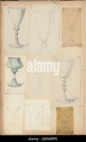 Gropius Martin (1824-1880), album di disegno 2 (ca 1870): studi di decorazione. Matita, inchiostro, montata in album, 48 x 30,5 cm (compresi i bordi di scansione) Gropius Martin (1824-1880): Skizzenalbum 2: Dekorationsstudien Foto Stock