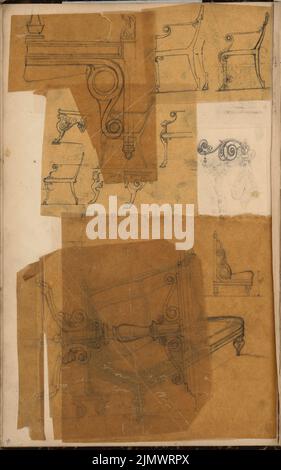 Gropius Martin (1824-1880), album di disegno 2 (ca 1870): studi di decorazione. Matita, inchiostro, montata in album, 48,1 x 30 cm (compresi i bordi di scansione) Gropius Martin (1824-1880): Skizzenalbum 2: Dekorationsstudien Foto Stock