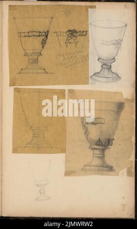 Gropius Martin (1824-1880), album di disegno 2 (ca 1870): studi di decorazione. Matita, inchiostro, montata in album, 48,1 x 30 cm (compresi i bordi di scansione) Gropius Martin (1824-1880): Skizzenalbum 2: Dekorationsstudien Foto Stock