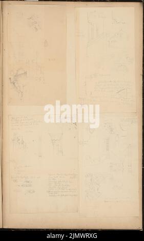 Gropius Martin (1824-1880), album di disegno 2 (ca 1870): studi di decorazione. Matita, inchiostro, montata in album, 48,1 x 30 cm (compresi i bordi di scansione) Gropius Martin (1824-1880): Skizzenalbum 2: Dekorationsstudien Foto Stock