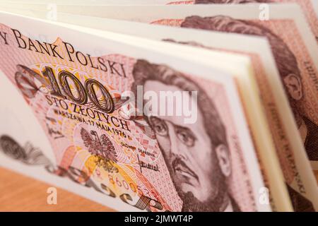Vecchio denaro polacco - 100 Zloty uno sfondo Foto Stock