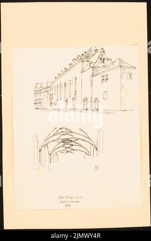 Quast Ferdinand von (1807-1877), Dreikönigskirche a Sachsenhausen vicino a Francoforte sul meno (1872): Vista prospettica dall'esterno dalla strada e vista della volta. Inchiostro su carta, 30,2 x 19,8 cm (compresi i bordi di scansione) Quast Ferdinand von (1807-1877): Dreikönigskirche, Sachsenhausen Foto Stock