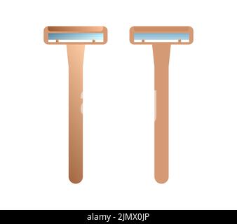 Set vettoriale di rasoi in stile piano e a gradiente. Foto Stock