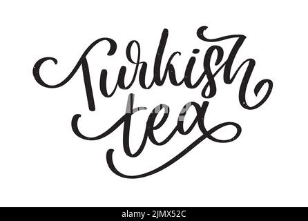 Tradizione turca di cerimonia del tè. Tempo del tè. Elementi decorativi per il tuo design. Illustrazione vettoriale con coppa orientale su sfondo bianco. Illustrazione Vettoriale