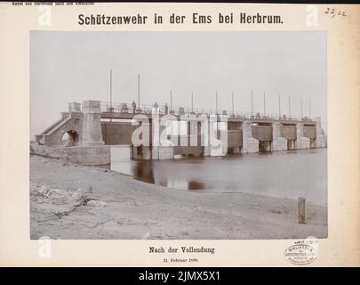 Sconosciuto architetto, Dortmund-EMS-Canal (senza data): Vista. Foto su cartone, 27,6 x 37,3 cm (compresi i bordi di scansione) N. : Dortmund-EMS-Kanal. Schützenwehr in der EMS, Herbrum Foto Stock