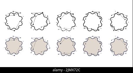 Cornici geometriche disegnate a mano. Modelli astratti per titoli o iscrizioni, set di forme fatte da linee e punti. Foto Stock