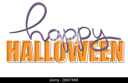 Vector Happy Halloween Text Banner.Labels, loghi, tag disegnati a mano ed elementi per il design festivo autunno. Illustrazione Vettoriale