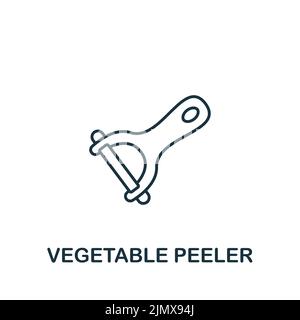 Icona Peeler vegetale. Icona di cottura semplice monocromatica per modelli, web design e infografiche Illustrazione Vettoriale