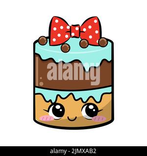 Dolce carino kawaii in stile doodle. Illustrazione vettoriale. Illustrazione Vettoriale