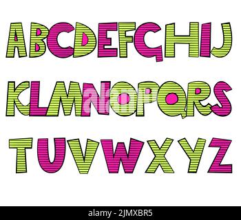 Alfabeto scritto a mano Doodle. Hipster ABC. Illustrazione dello stock vettoriale. Illustrazione Vettoriale