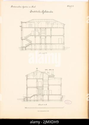 Architetto sconosciuto, Istituto del Giardino Botanico di Kiel (ca 1886/1887): Rilevato contenuto del piano N.N. Litografia su carta, 64,6 x 48,5 cm (compresi i bordi di scansione) Gropius & Schmieden : Botanisches Institut der Christian-Albrechts-Universität Kiel Foto Stock