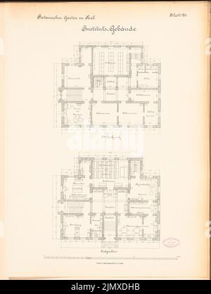 Architetto sconosciuto, Istituto del Giardino Botanico di Kiel (ca 1886/1887): Rilevato contenuto del piano N.N. Litografia su carta, 65,4 x 49,3 cm (compresi i bordi di scansione) Gropius & Schmieden : Botanisches Institut der Christian-Albrechts-Universität Kiel Foto Stock