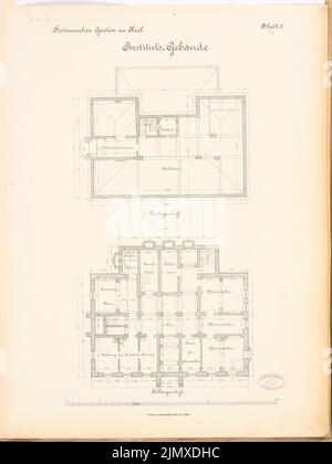 Architetto sconosciuto, Istituto del Giardino Botanico di Kiel (ca 1886/1887): Rilevato contenuto del piano N.N. Litografia su carta, 65,5 x 49,1 cm (compresi i bordi di scansione) Gropius & Schmieden : Botanisches Institut der Christian-Albrechts-Universität Kiel Foto Stock