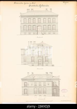 Architetto sconosciuto, Istituto del Giardino Botanico di Kiel (ca 1886/1887): Rilevato contenuto del piano N.N. Litografia su carta, 65,5 x 48,4 cm (compresi i bordi di scansione) Gropius & Schmieden : Botanisches Institut der Christian-Albrechts-Universität Kiel Foto Stock