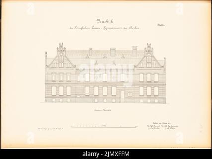 Schulze Friedrich (1843-1912), Luisen-Gymnasium, Berlino (1878-1882): Prescolare: Hinter view 1: 100. Litografia su carta, 48,3 x 68,8 cm (compresi i bordi di scansione) Schulze Friedrich (1843-1912): Luisen-Gymnasium, Berlino Foto Stock