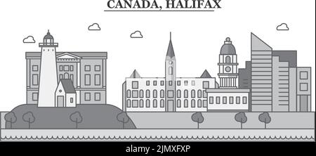 Canada, Halifax città skyline isolato vettore illustrazione, icone Illustrazione Vettoriale