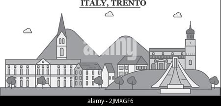 Italia, skyline di Trento immagine vettoriale isolata, icone Illustrazione Vettoriale