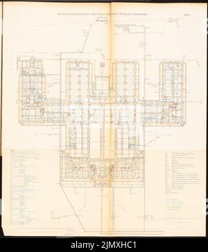 Tieden Agosto (1834-1911), Museo für Naturkunde, Berlino (1875-1888): Grundriss KG 1: 200. Litografia colorata su carta, 104,3 x 91,1 cm (inclusi i bordi di scansione) Foto Stock