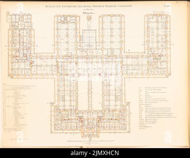 Tieden Agosto (1834-1911), Museo für Naturkunde, Berlino (1875-1888): Grundriss KG 1: 200. Litografia colorata su carta, 66,6 x 85,5 cm (inclusi i bordi di scansione) Foto Stock