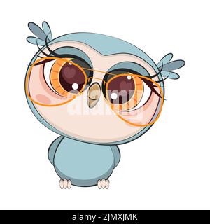 Carino fumetto gufo. Uccelli divertenti. Illustrazione Vettoriale