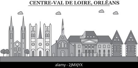 Francia, Orleans città skyline isolato vettore illustrazione, icone Illustrazione Vettoriale