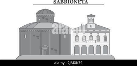 Italia, Sabbioneta città skyline isolato vettore illustrazione, icone Illustrazione Vettoriale