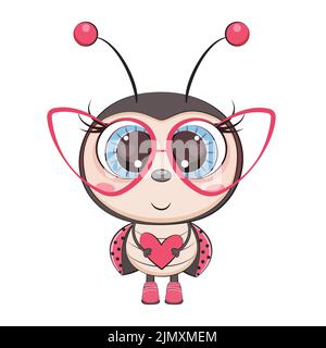 Carino fumetto ladybug, ladybird. Incetto. Illustrazione Vettoriale